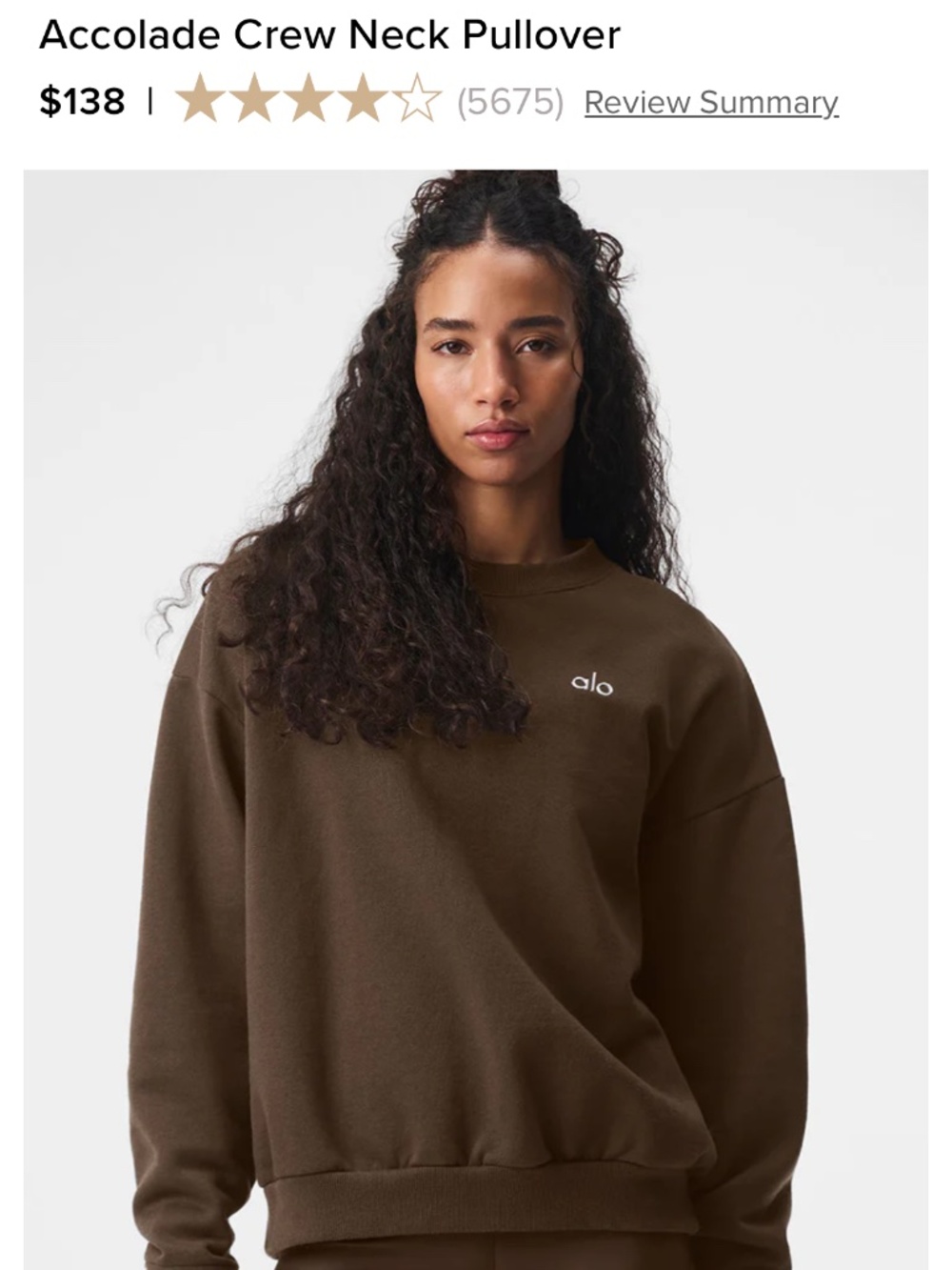 Alo Yoga Accolade Crew Neck Pullover NWT